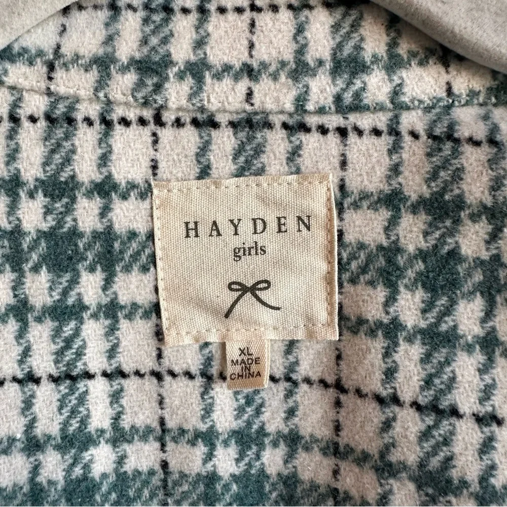 Hayden Wool Blend Green Cream Plaid Textured Jacket Button Up​​​